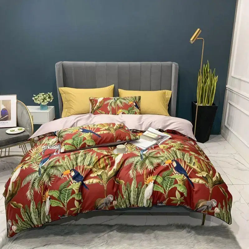 Luxury floral white egyptian cotton duvet cover bedroom set