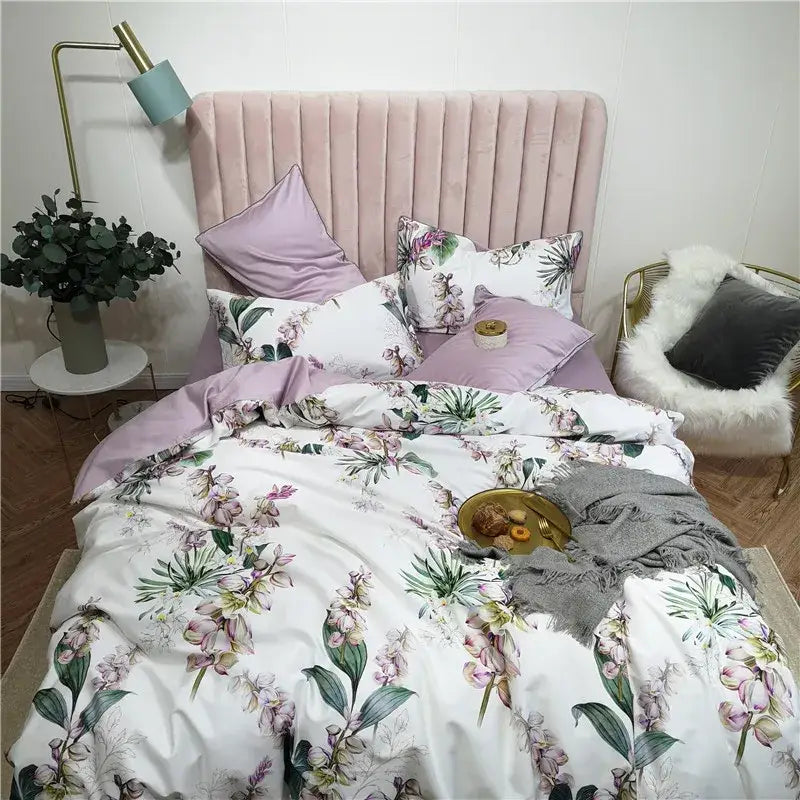 Navy blue feather egyptian cotton duvet cover set bedroom bedding