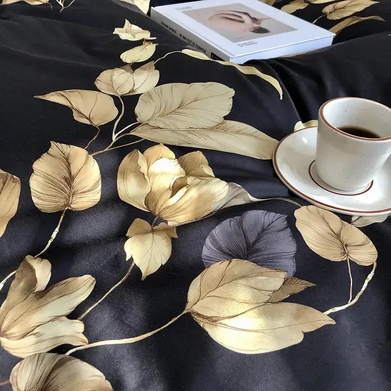 Luxury teal & pink flamingo leaf duvet cover – bedroom bedding set