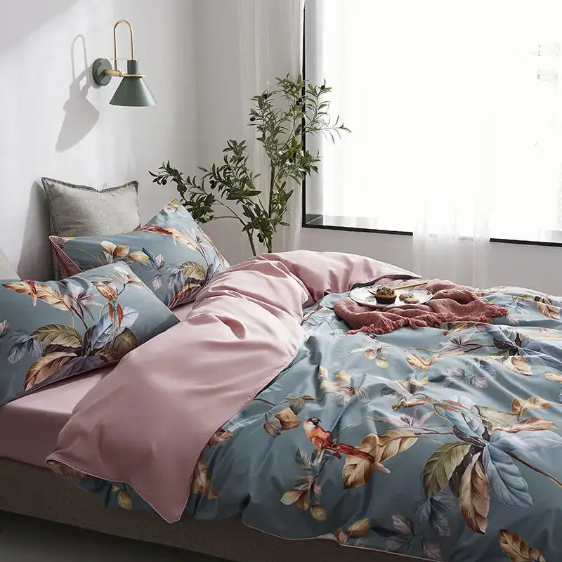 Luxury black & gold leaf duvet cover set – bedroom king size bedding