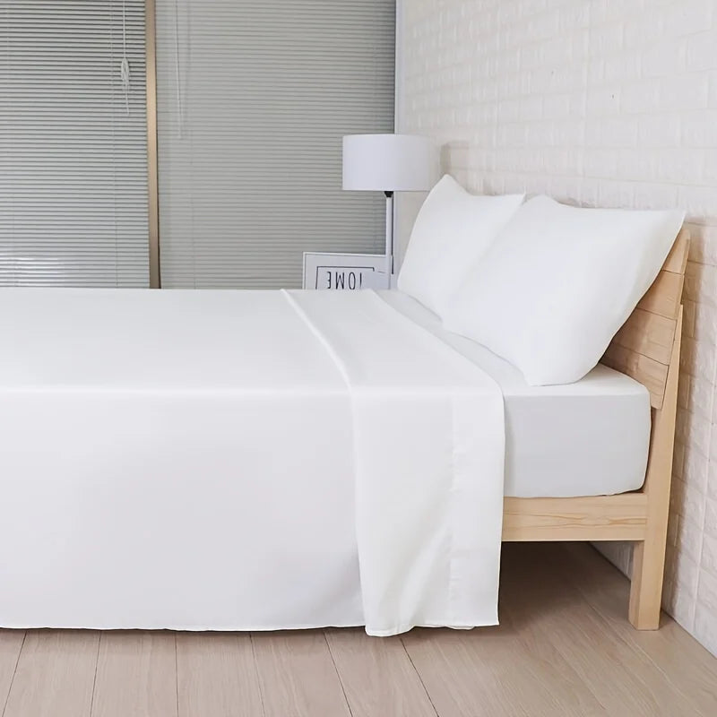 Gray satin luxury bed sheet set with pillowcases bedroom cooling