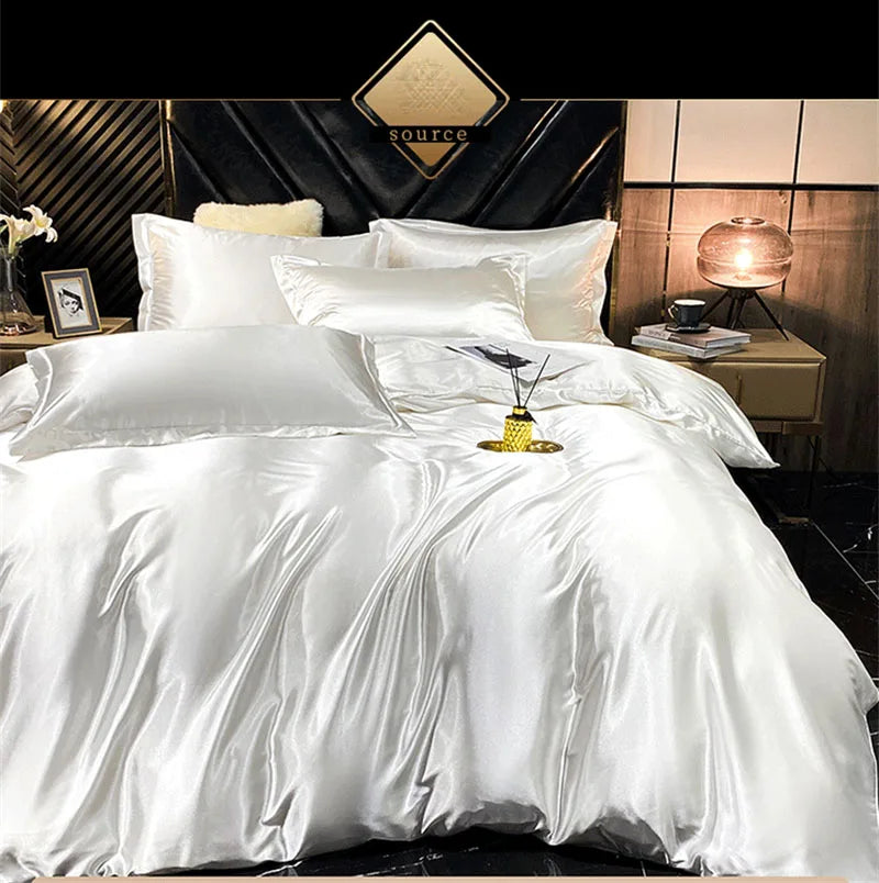 Luxury pink mulberry silk duvet cover set bedroom bedding