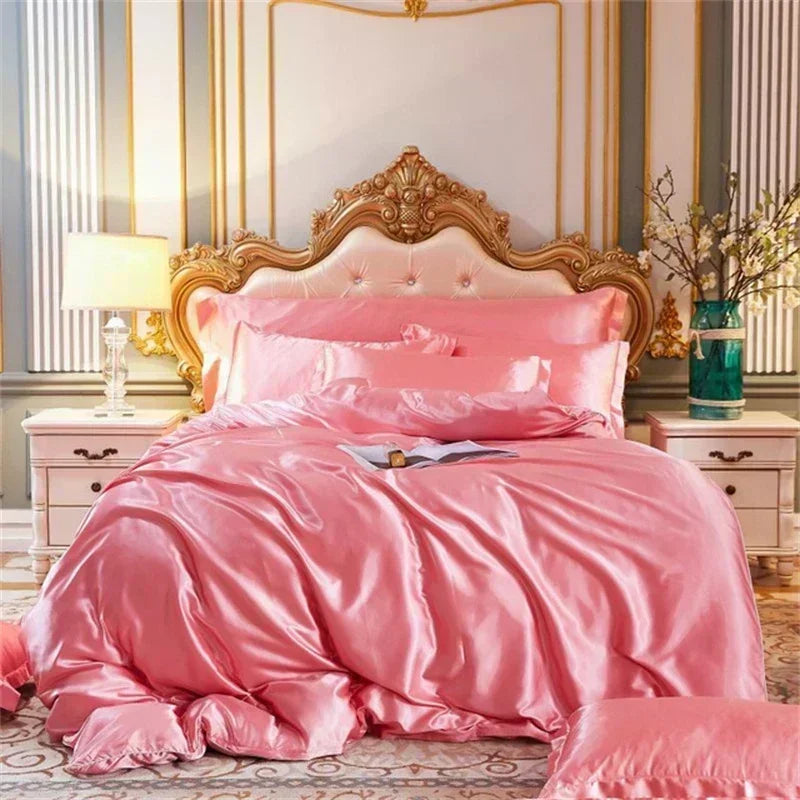 Emerald green & cream mulberry silk bedding set bedroom duvet cover