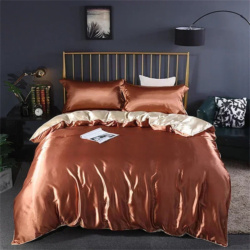 Luxury teal satin bedding set – bedroom duvet cover with sheets