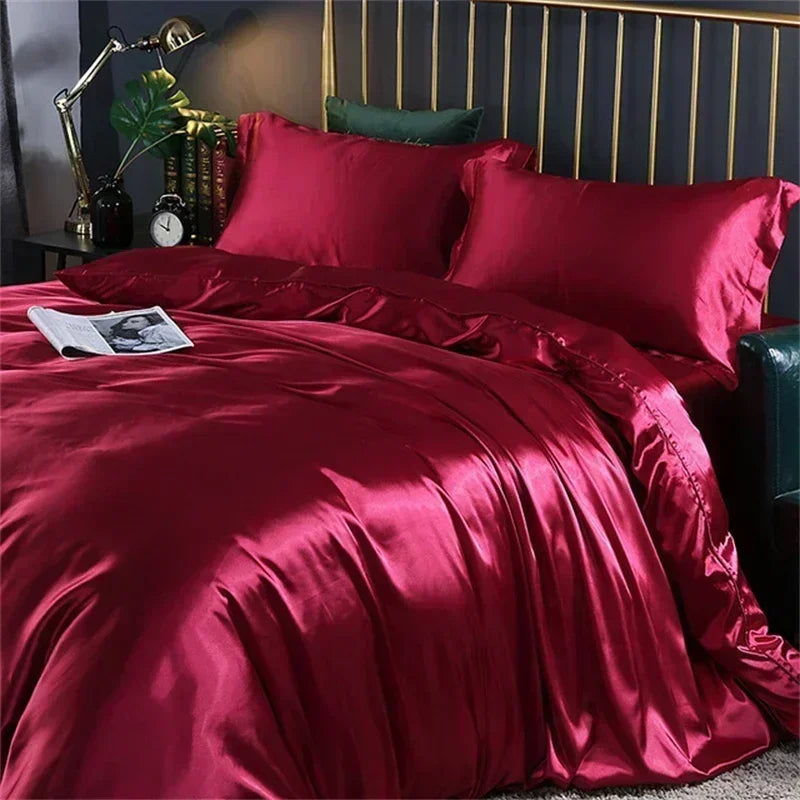 Luxury teal satin bedding set – bedroom duvet cover with sheets