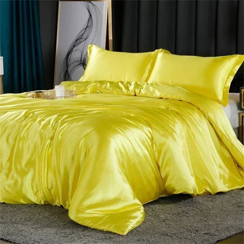 Luxury teal satin bedding set – bedroom duvet cover with sheets