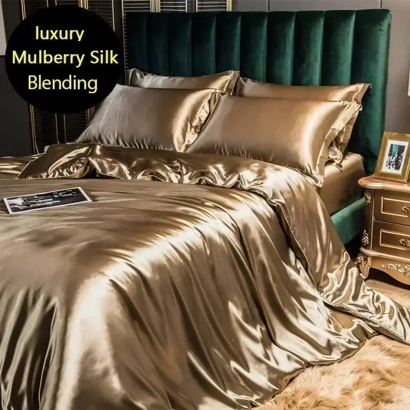 Luxury purple satin bedding set with duvet cover for bedroom