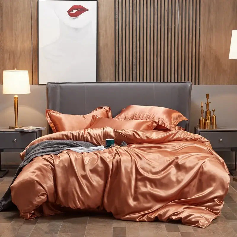 Luxury white satin solid color bedding set – bedroom pcduvet cover