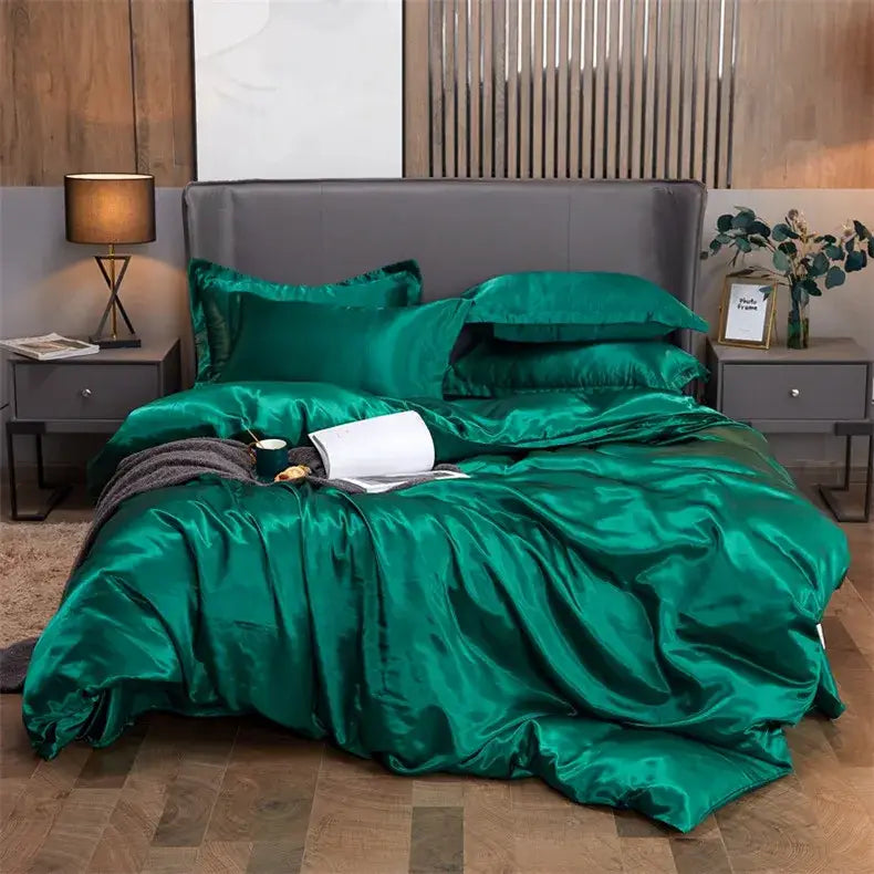 Luxury white satin solid color bedding set – bedroom pcduvet cover