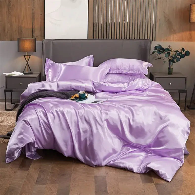 Luxury emerald satin solid color bedding set bedroom duvet cover