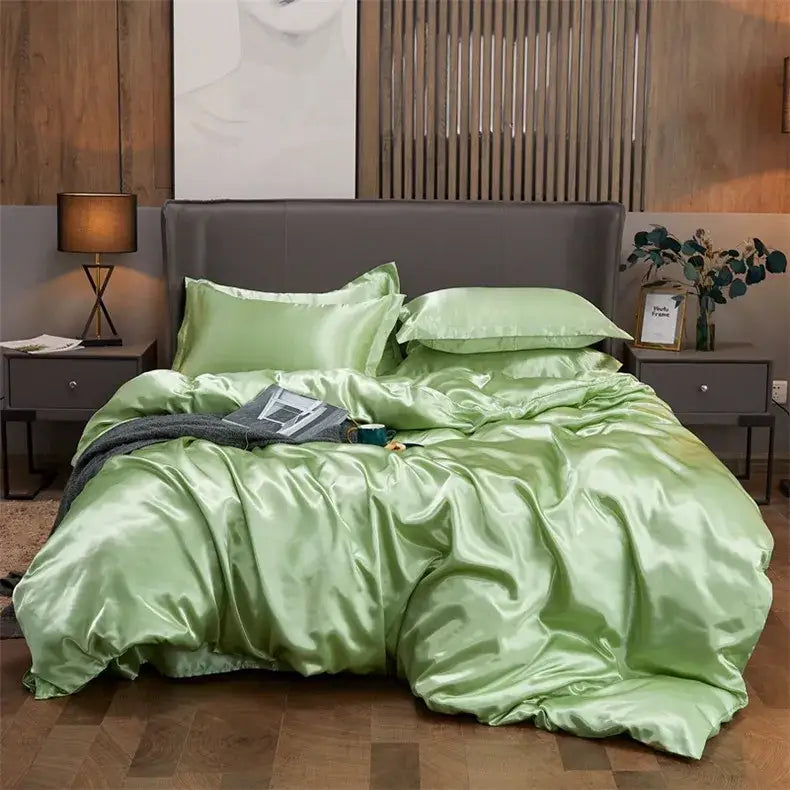 Luxury pink glossy satin 4pc bedding set bedroom pcbed sheet