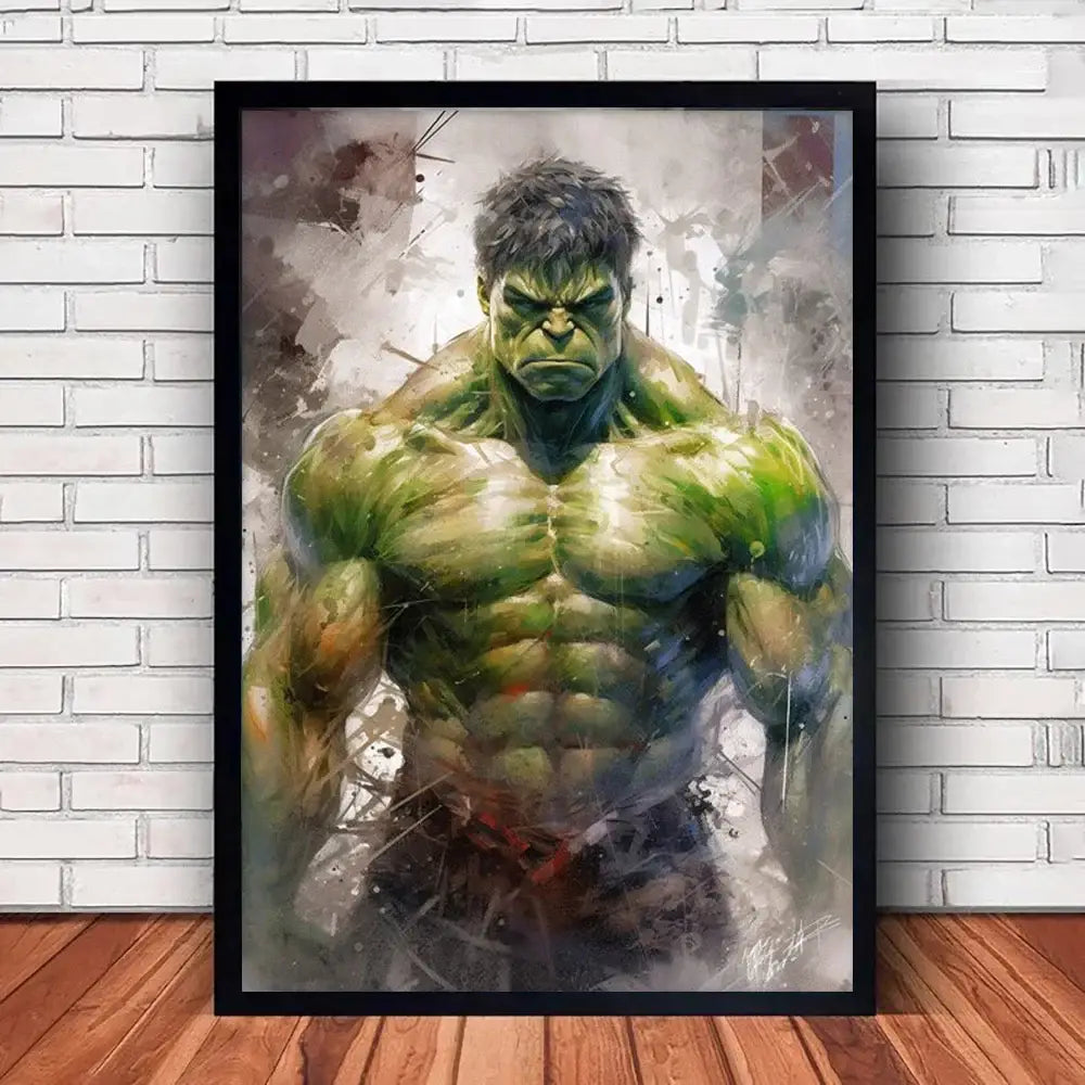 Vibrant stylized superhero canvas wall art for kids bedroom