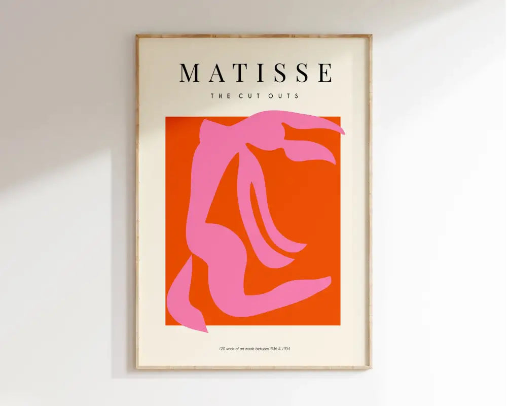 Matisse botanical flower poster orange & pink framed living room art
