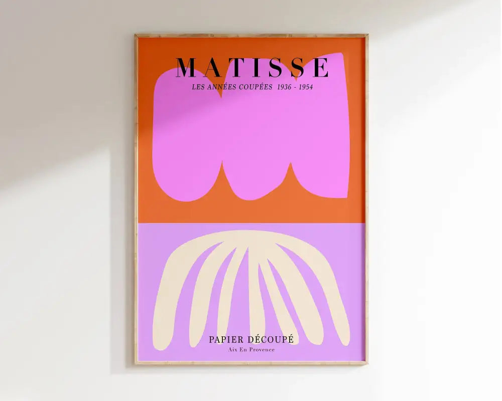 Matisse botanical flower poster orange & pink framed living room art