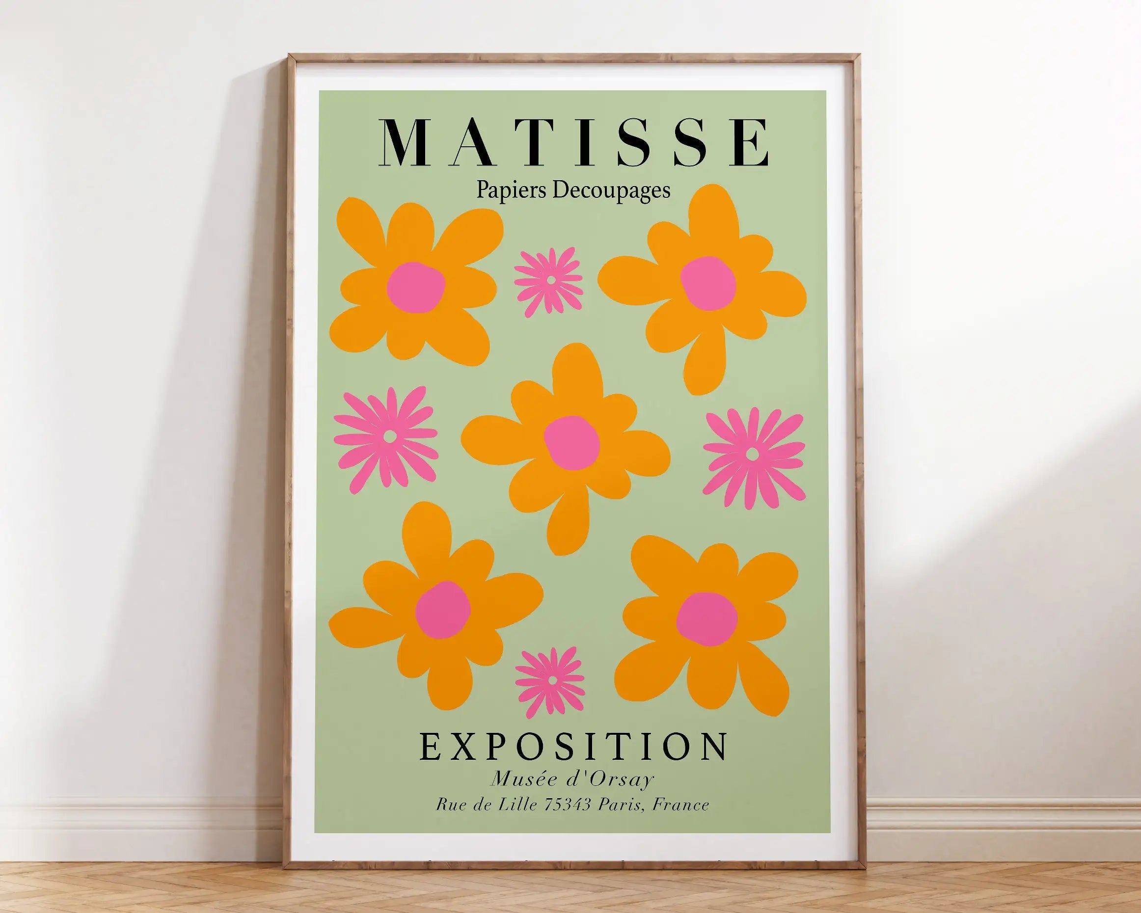 Matisse floral art print blue and white framed poster living room