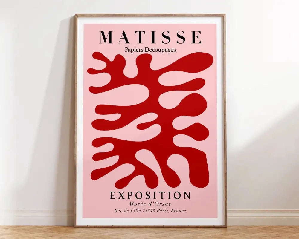 Abstract orange & lavender matisse floral art – living room poster