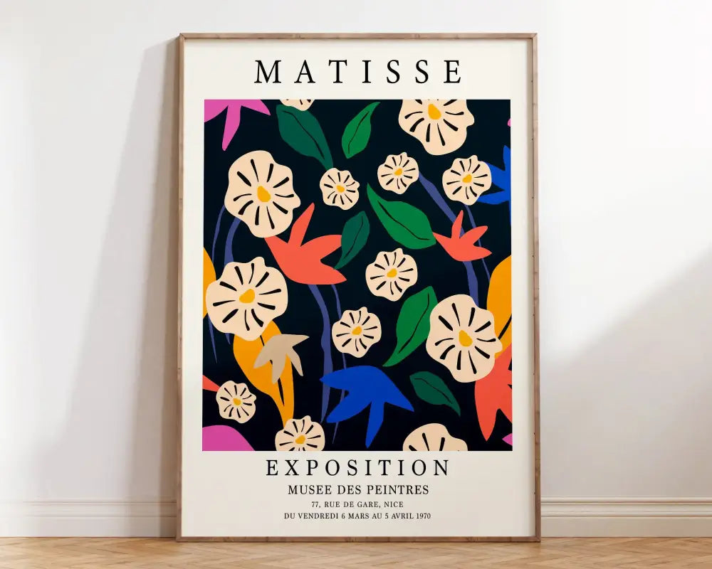 Matisse floral art mint green & yellow framed poster living room decor