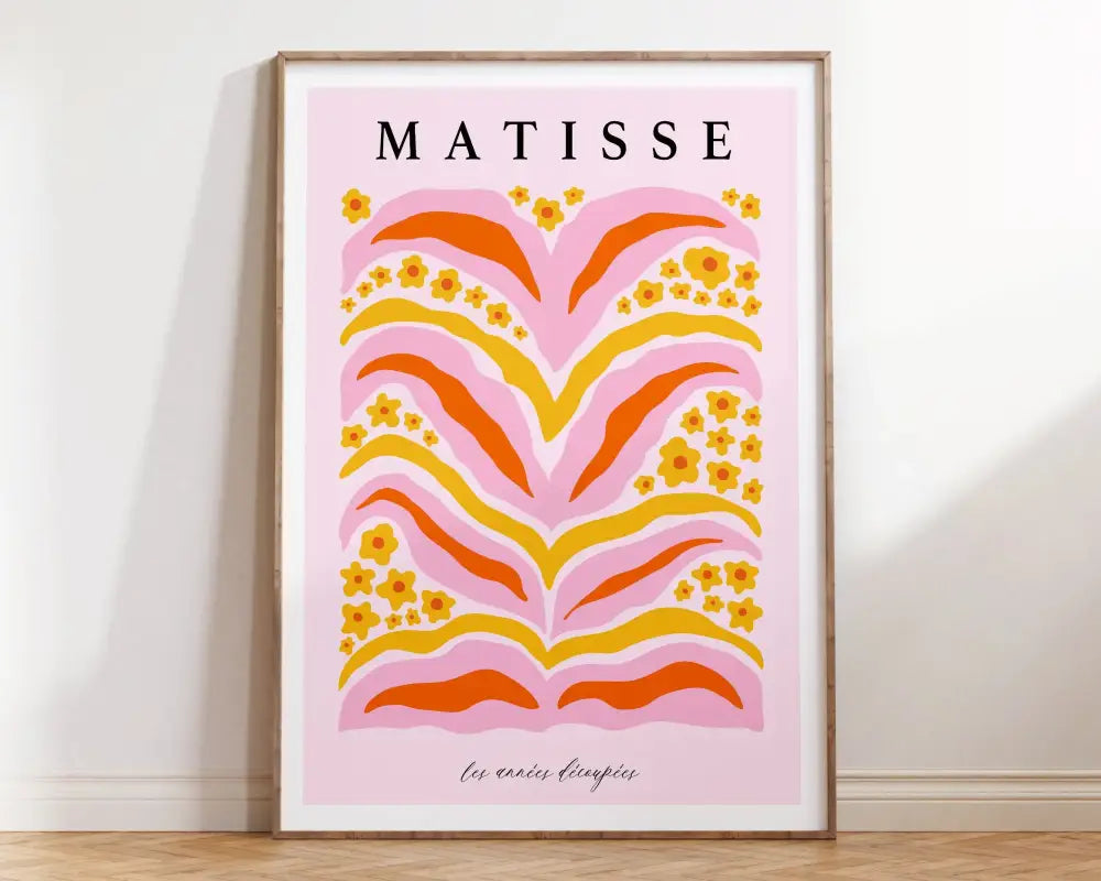 Matisse floral art mint green & yellow framed poster living room decor