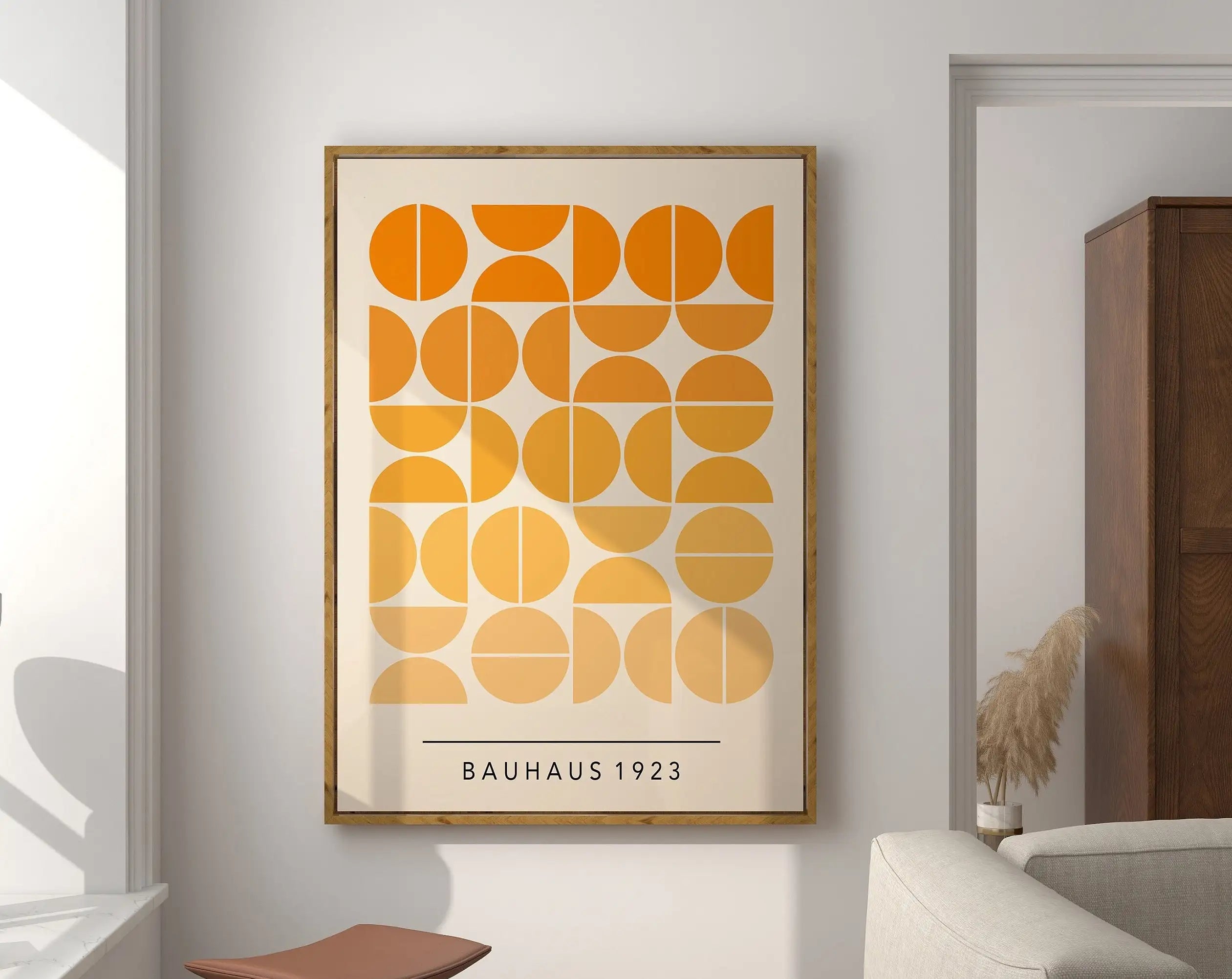 Mid century bauhaus geometric canvas wall art living room decor