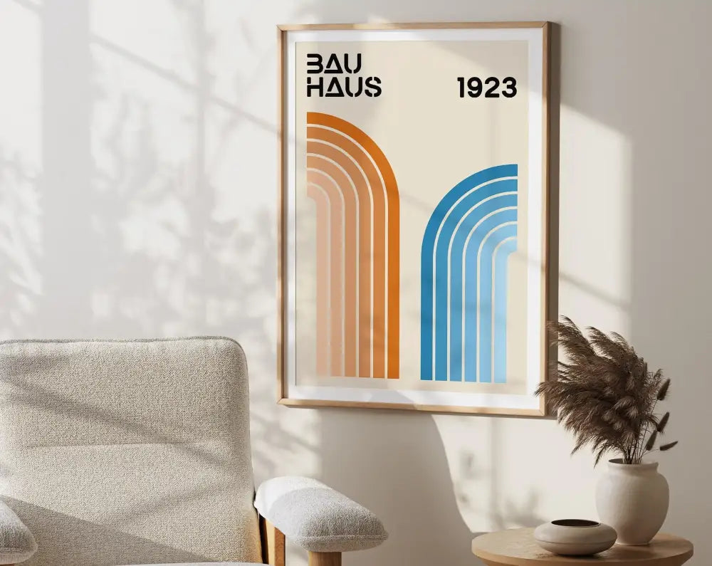 Bauhaus black & white mid century geometric wall art living room