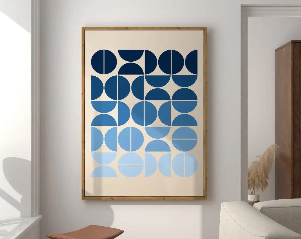 Mid century bauhaus geometric canvas wall art living room decor