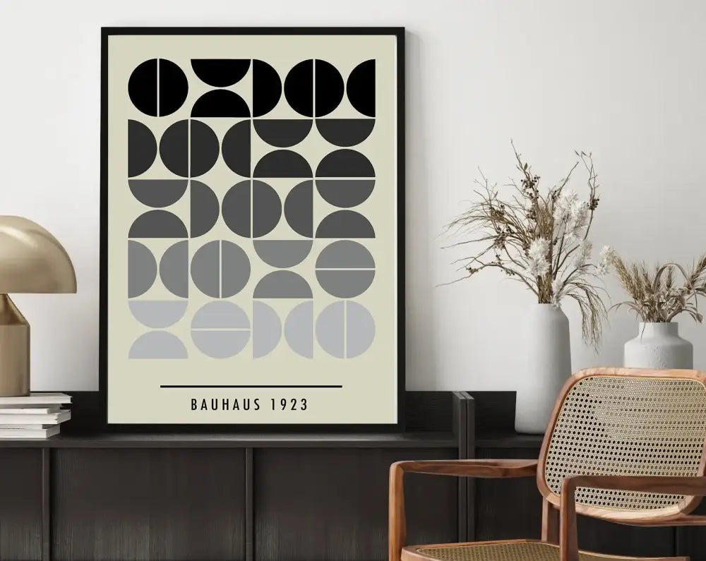 Mid century geometric wall art canvas print for living room