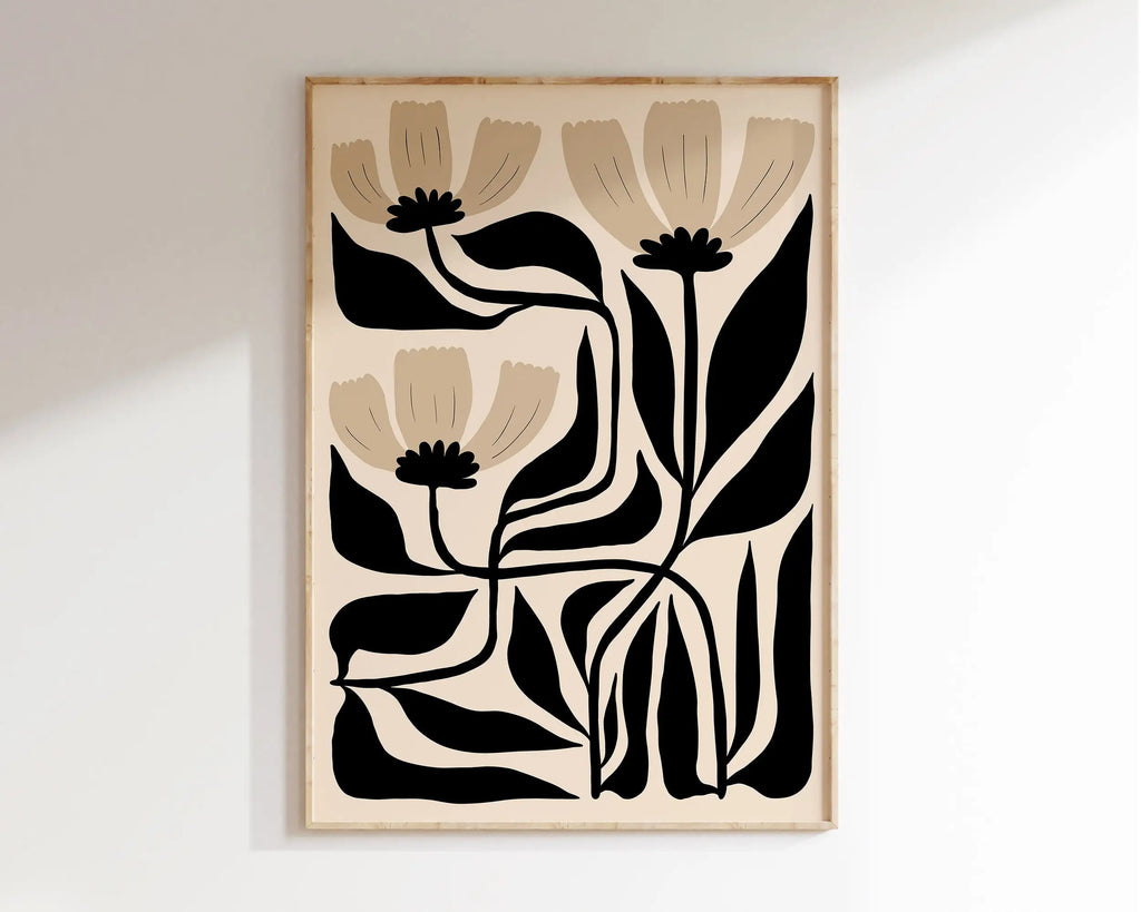 Bauhaus mid century orange & blue geometric wall art living room poster