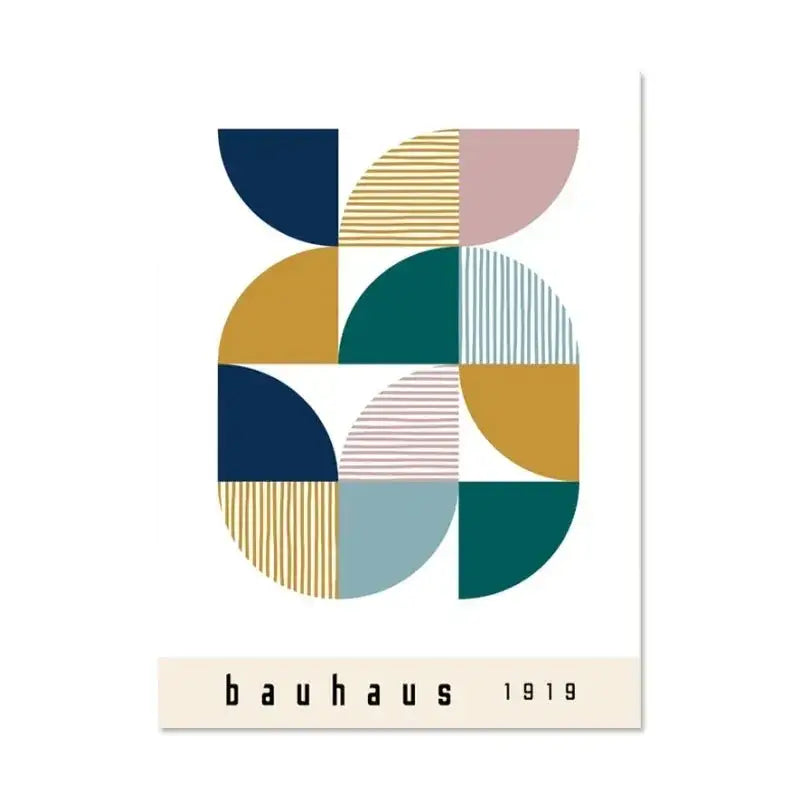 Bauhaus geometric red & blue canvas print living room home decor