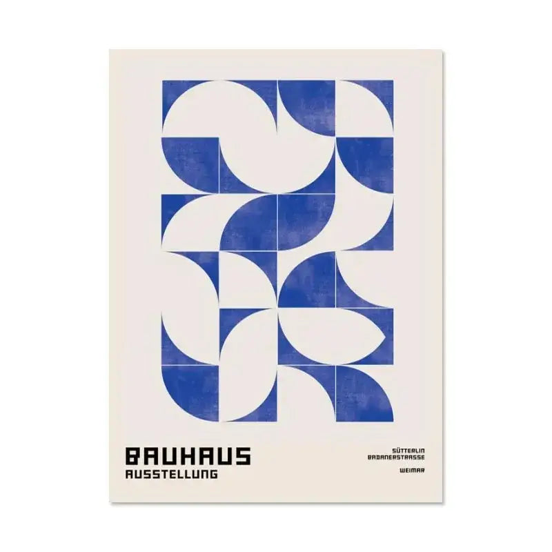Bauhaus geometric red & blue canvas print living room home decor