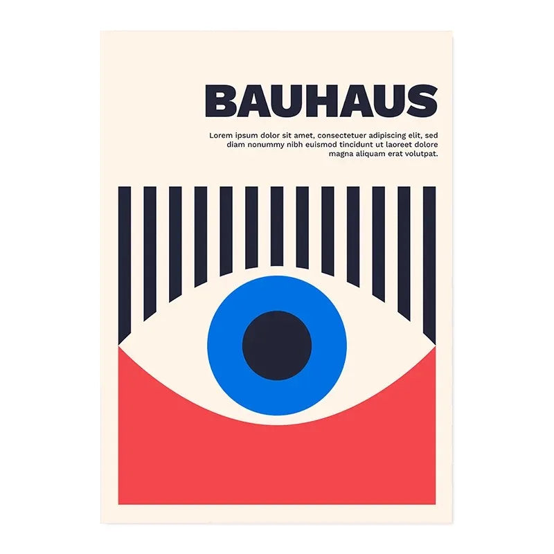 Bauhaus teal & orange abstract canvas art living room wall decor
