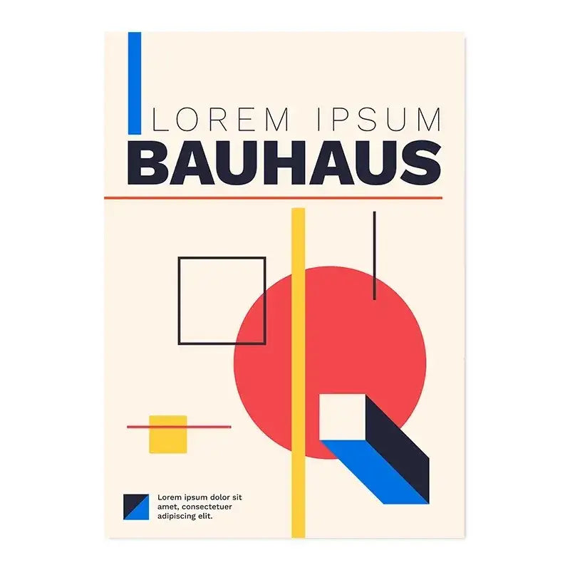 Bauhaus teal & orange abstract canvas art living room wall decor