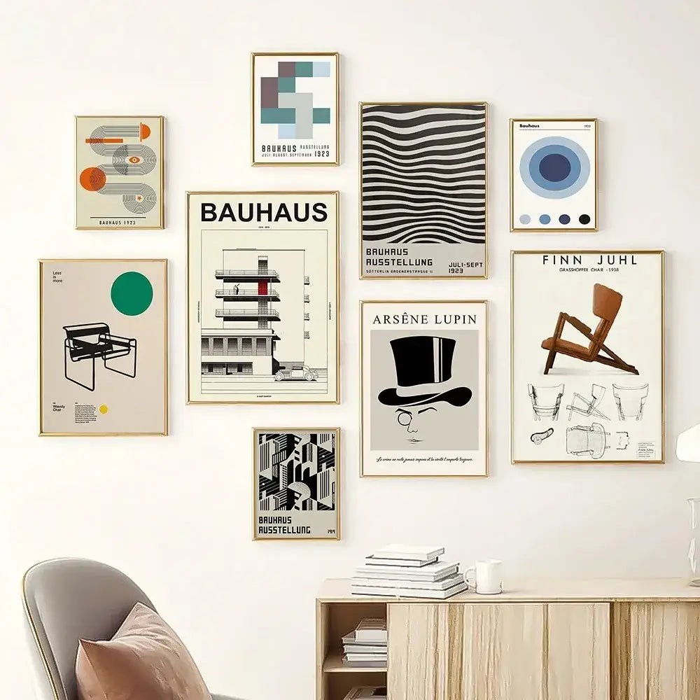 Modern bauhaus canvas print living room geometric wall art