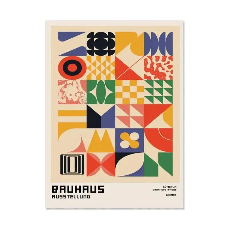 Vintage orange bauhaus canvas print living room white modernism art