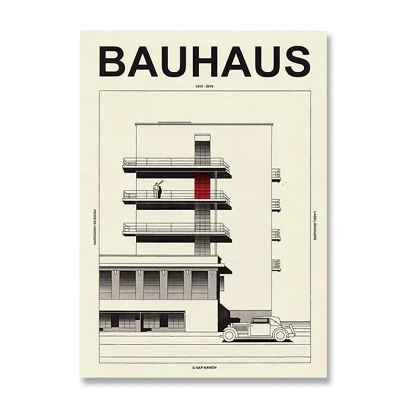 Bauhaus geometric red & blue canvas print decor – living room art