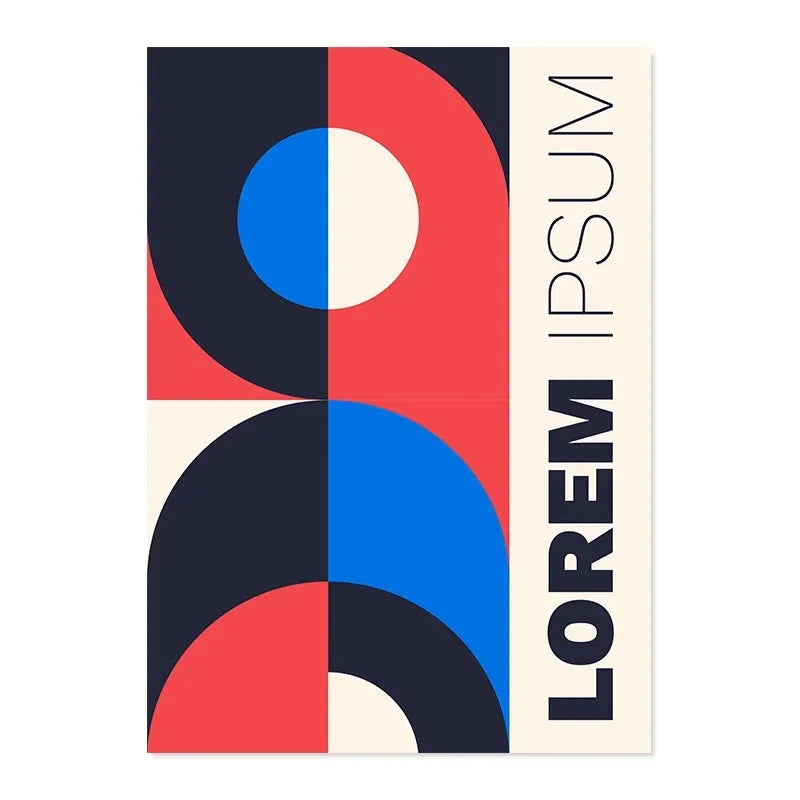 Bauhaus geometric red & blue canvas print decor – living room art
