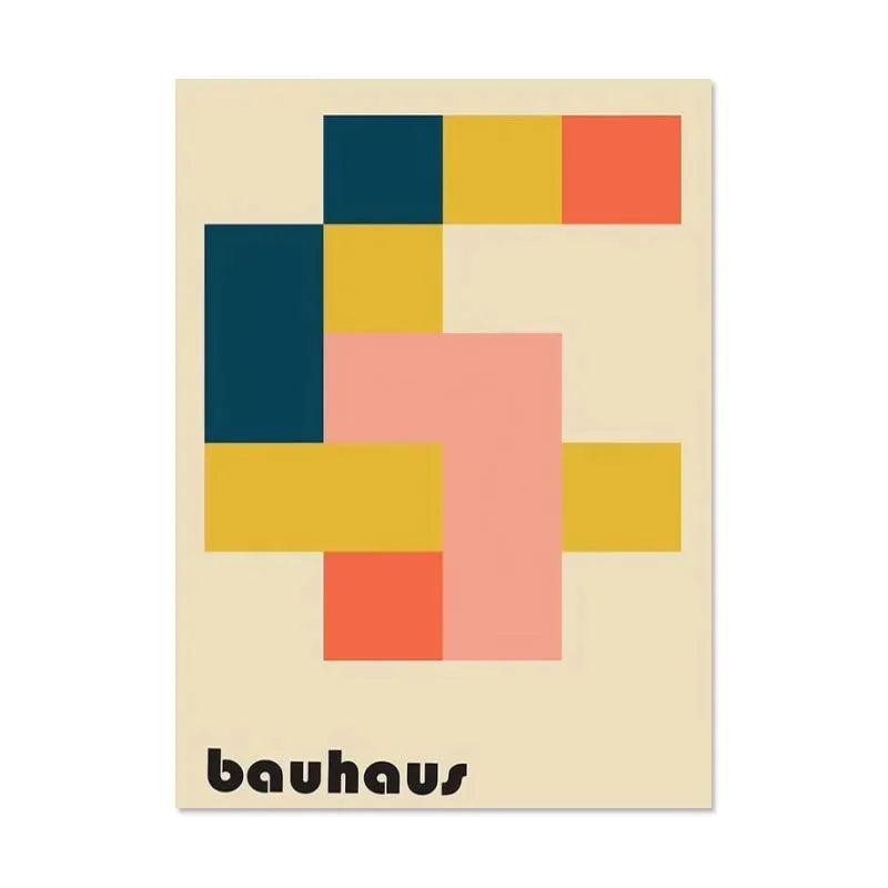 Bauhaus geometric red & blue canvas print decor – living room art
