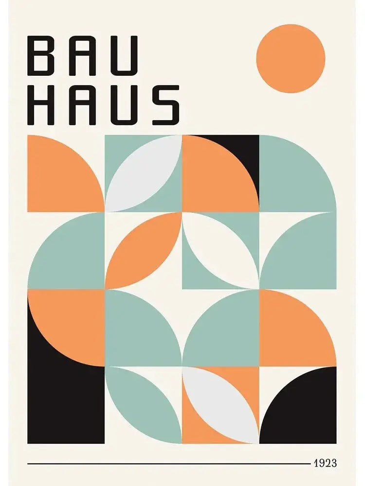 Bauhaus geometric red & blue canvas print decor – living room art