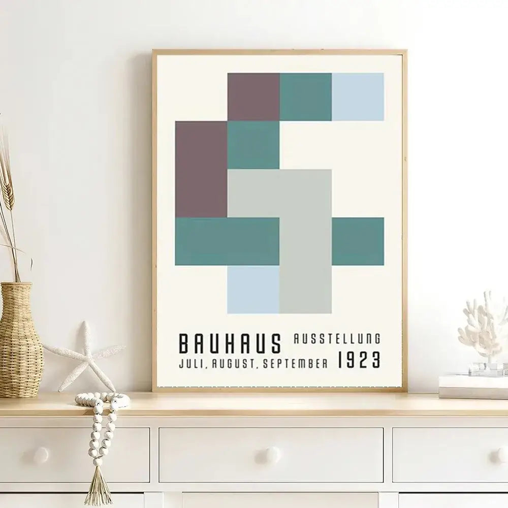 Bauhaus geometric red & blue canvas print decor – living room art