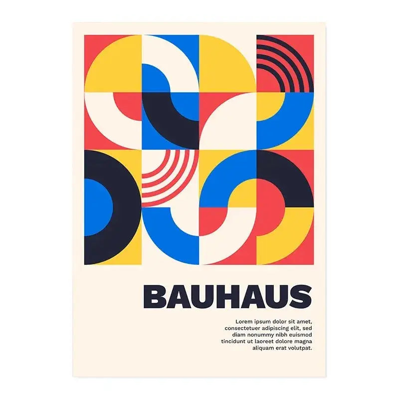 Bauhaus geometric red & blue canvas print decor – living room art
