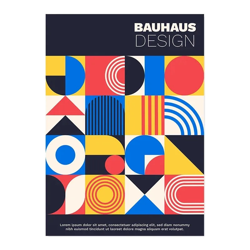 Bauhaus abstract beige and orange wall art canvas print living room