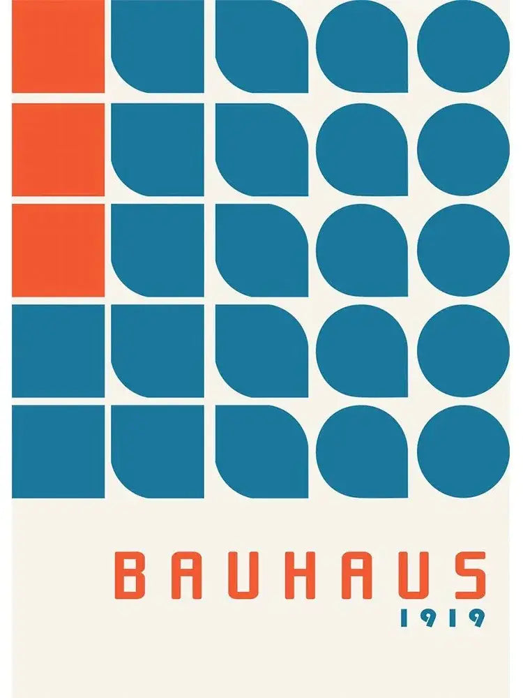 Bauhaus abstract beige and orange wall art canvas print living room