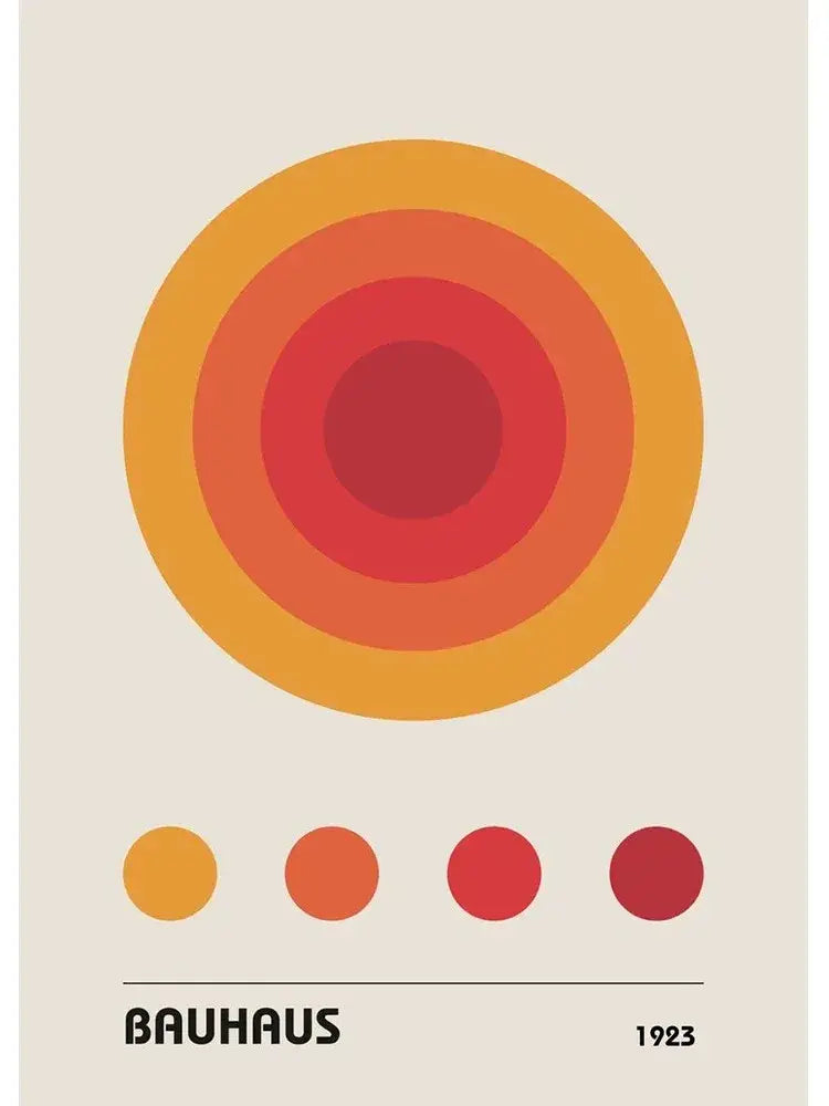 Bauhaus abstract beige and orange wall art canvas print living room