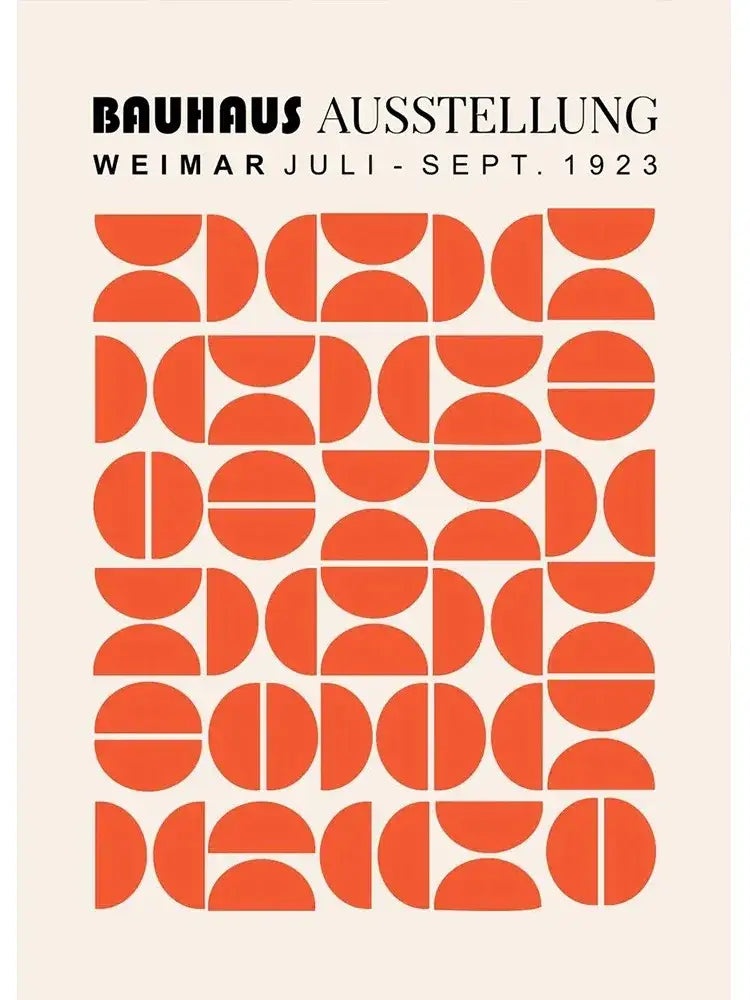 Bauhaus abstract beige and orange wall art canvas print living room