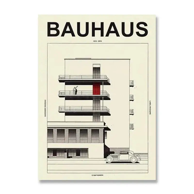 Bauhaus geometric orange & teal minimalist canvas print living room