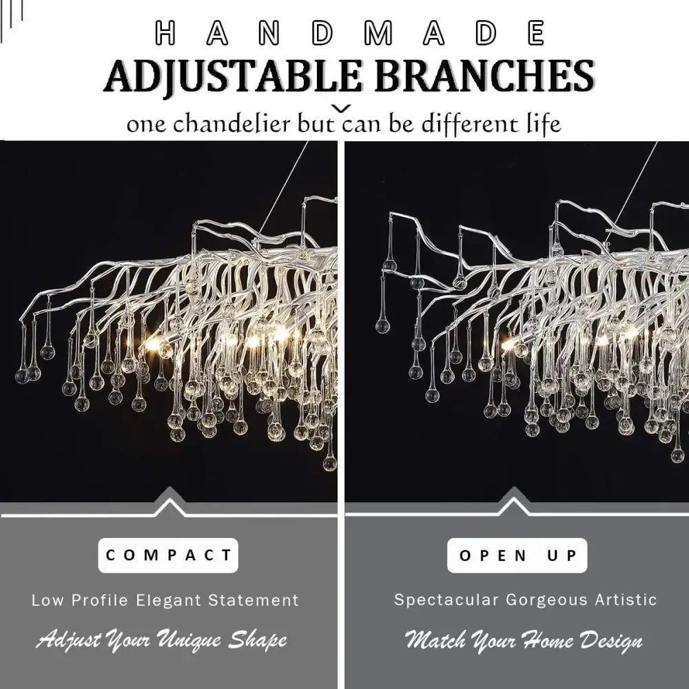 Modern chrome crystal chandelier dining room raindrop pendant light