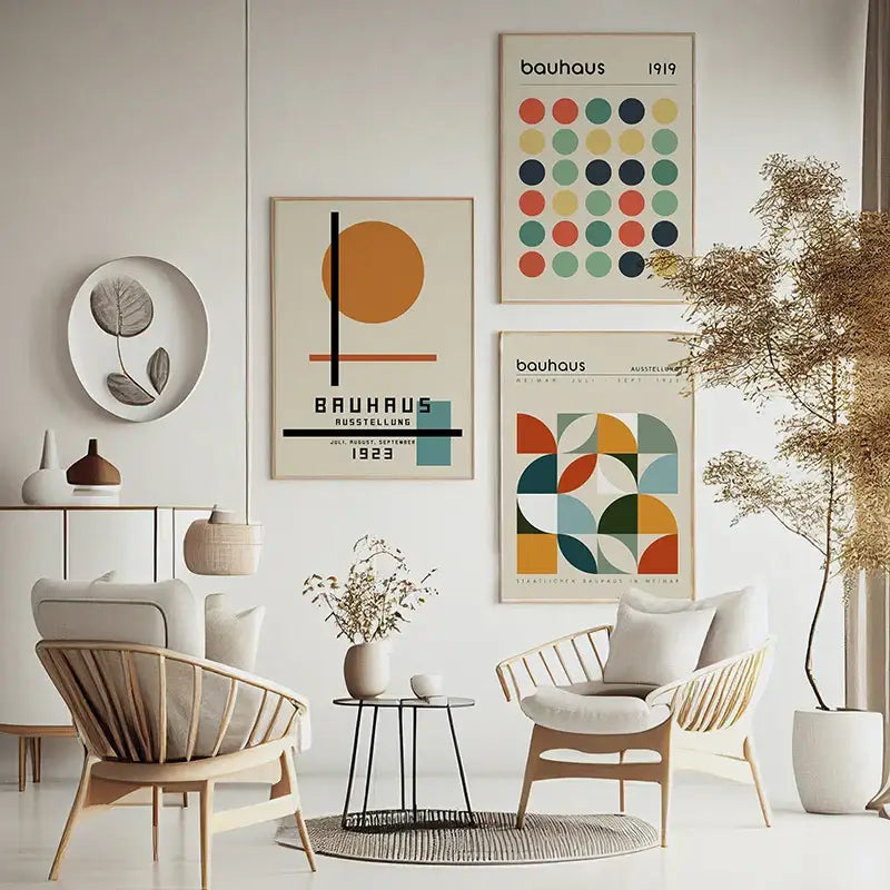 Modern geometric bauhaus exhibition canvas print living room art
