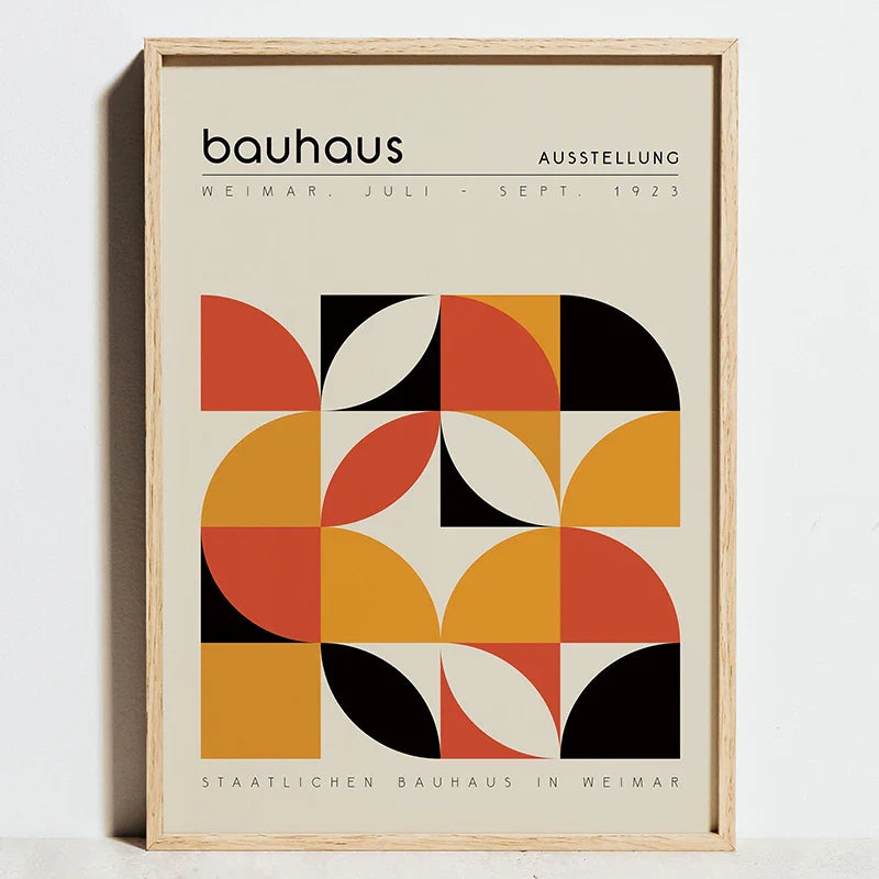 Modern geometric bauhaus red & black chair wall art living room