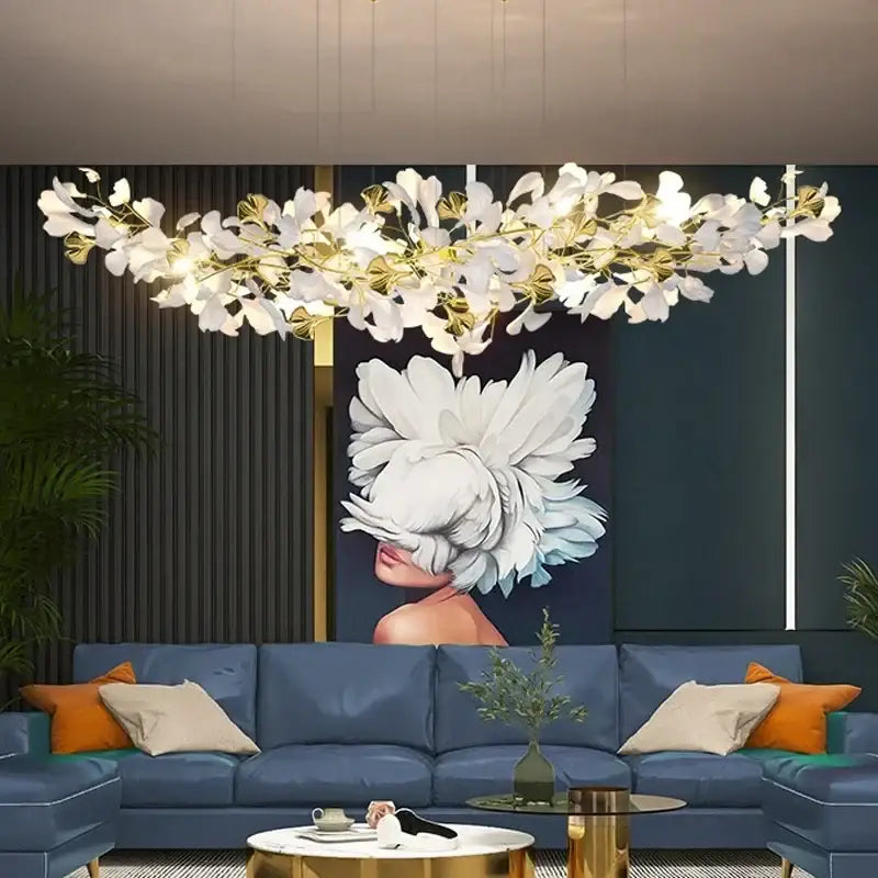 Modern white and gold ginkgo led chandelier dining room light