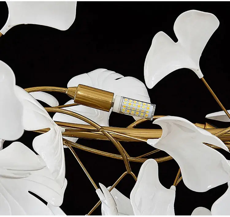 Modern white and gold ginkgo led chandelier dining room light
