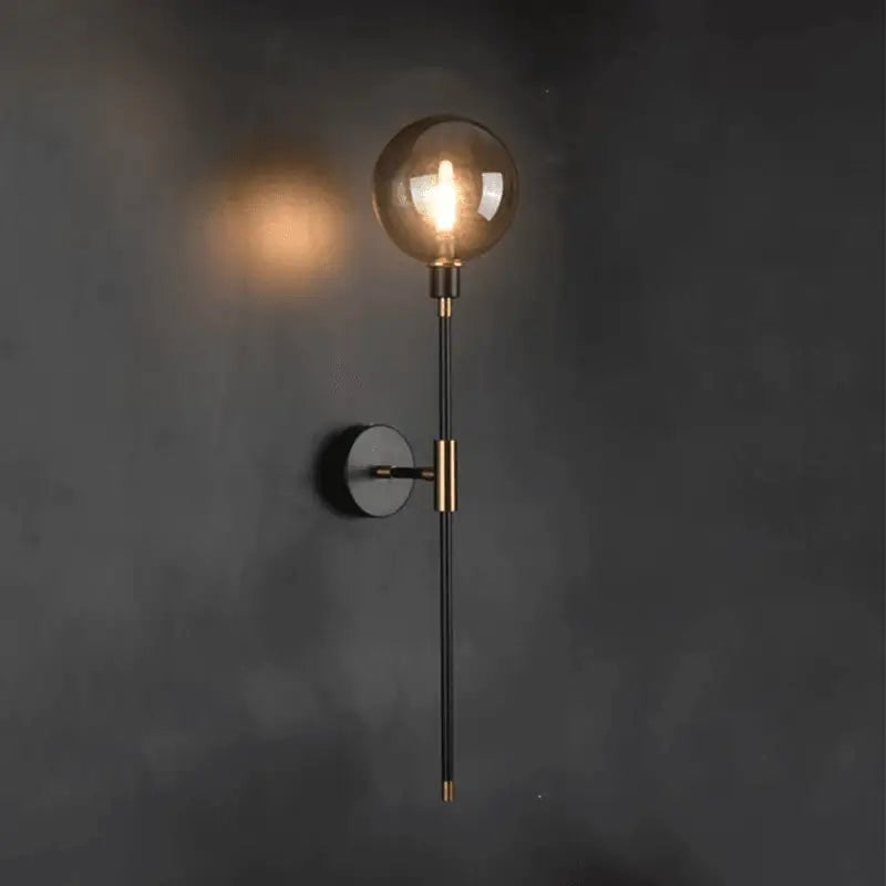 Modern amber glass wall sconce bedroom black & gold light